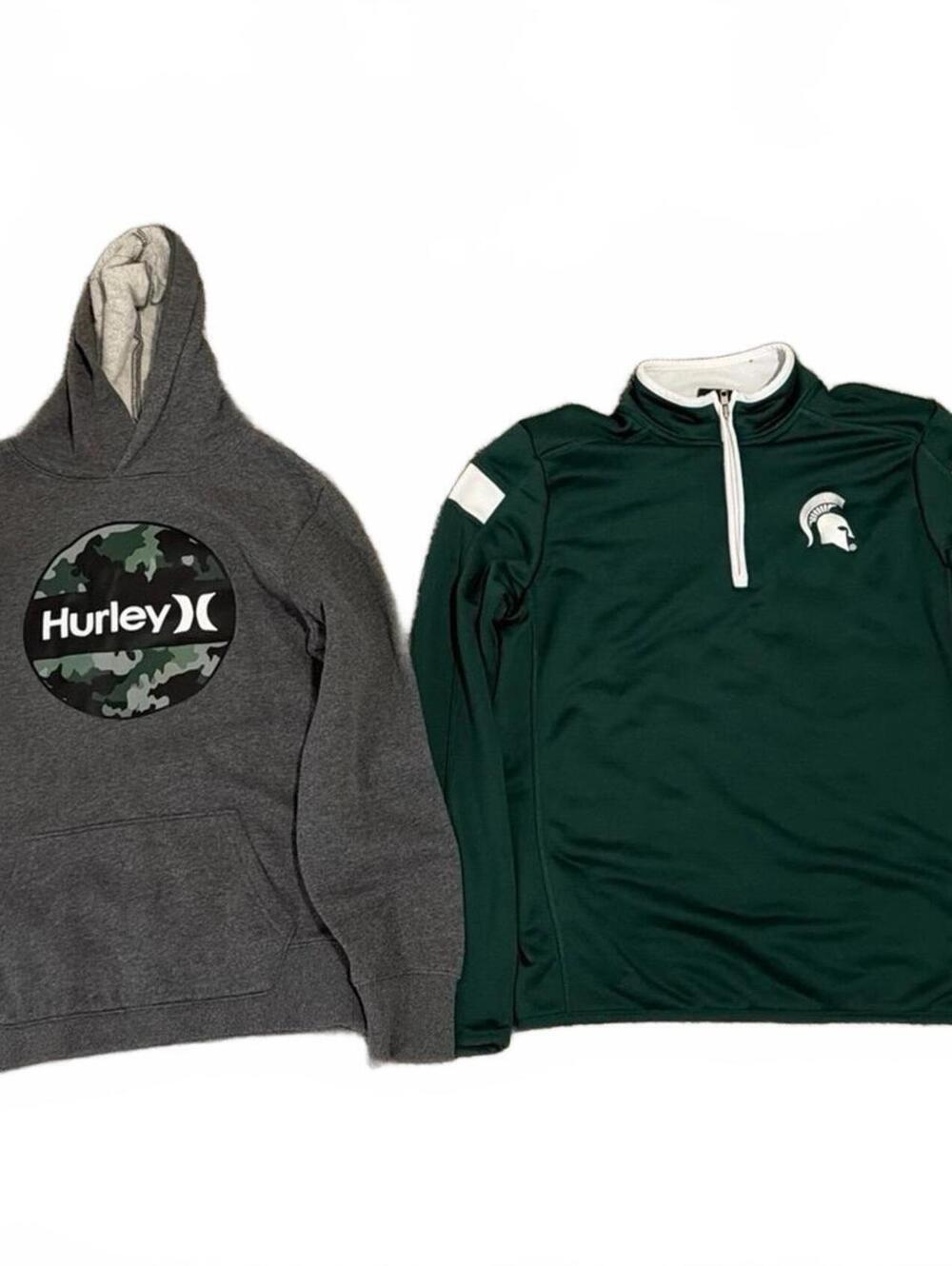 Boys Large Hoodie Lot of 2 - Hurley & Green Half Zip